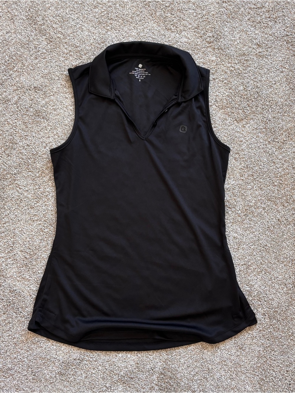 Sleeveless Polo Top - Black